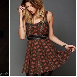 New Romantics Free People Mini Dress Brown XS